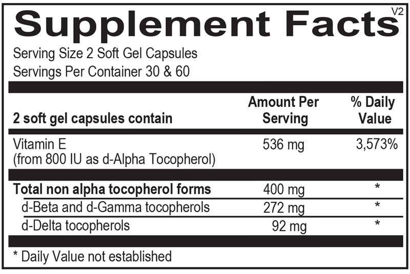 Ortho Molecular Natural Vitamin E Mixed Tocopherols 60ct