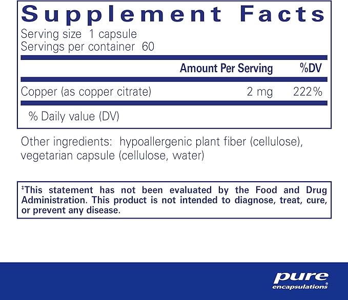 Pure Encapsulations Copper (Citrate) 60ct
