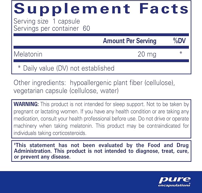 Pure Encapsulations Melatonin 20 mg -60ct