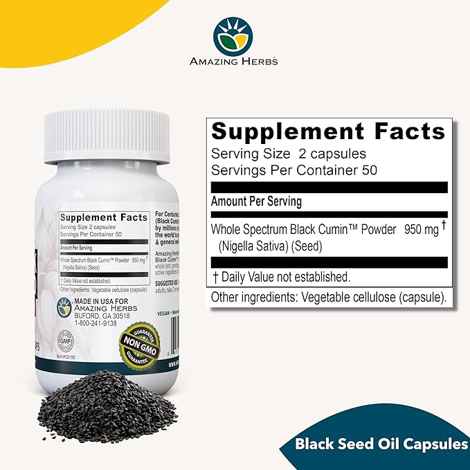 Amazing Herbs Whole Spectrum Black Seed Original Plain 100ct
