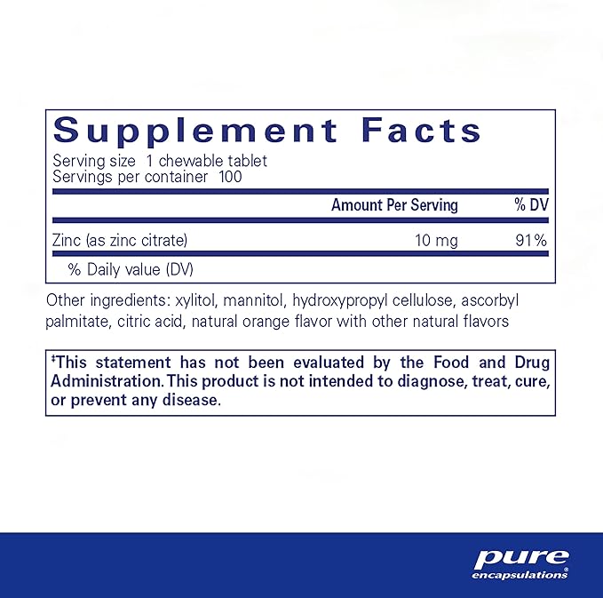 Pure Encapsulations Zinc Chewables 100ct