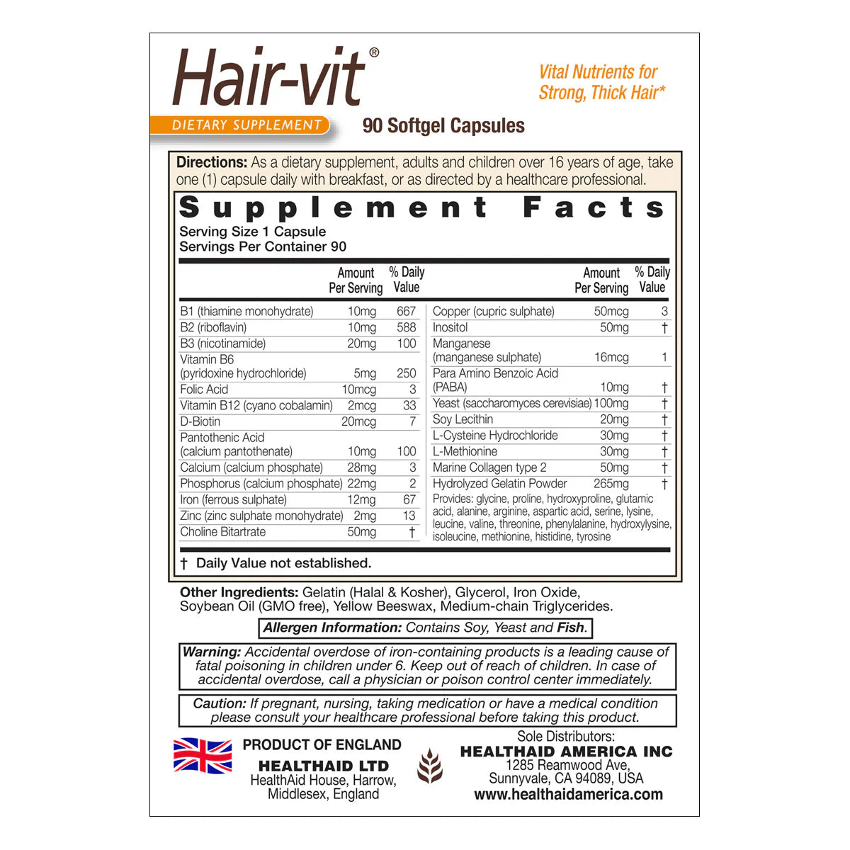 HealthAid Hair-Vit® 90 Caps