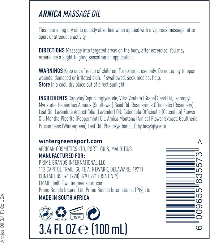 Wintergreen Arnica Massage Oil 3.4oz