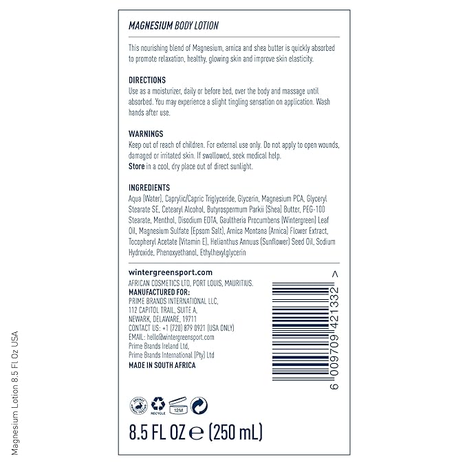 Wintergreen Magnesium Lotion, 8.5 Fl Oz