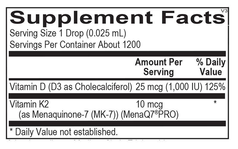 Ortho Molecular Liquid Vitamin D3 with K2 - 1 fl oz