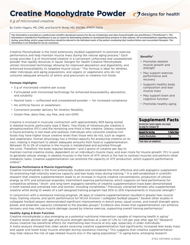 Designs for Health Creatine Monohydrate Powder