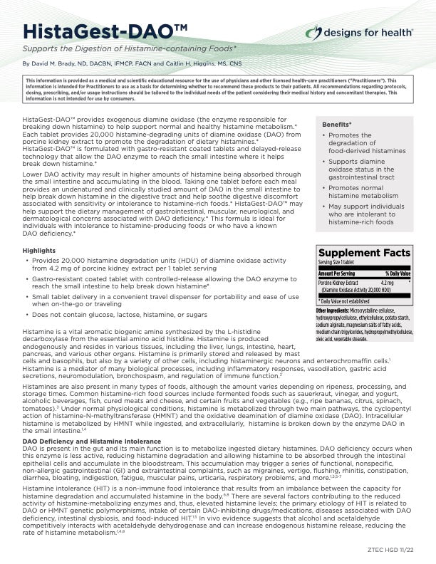 Designs for Health HistaGest-DAO™