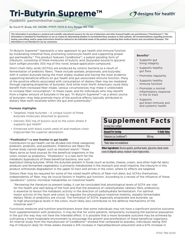 Designs for Health Tri-Butyrin Supreme - 60 ct