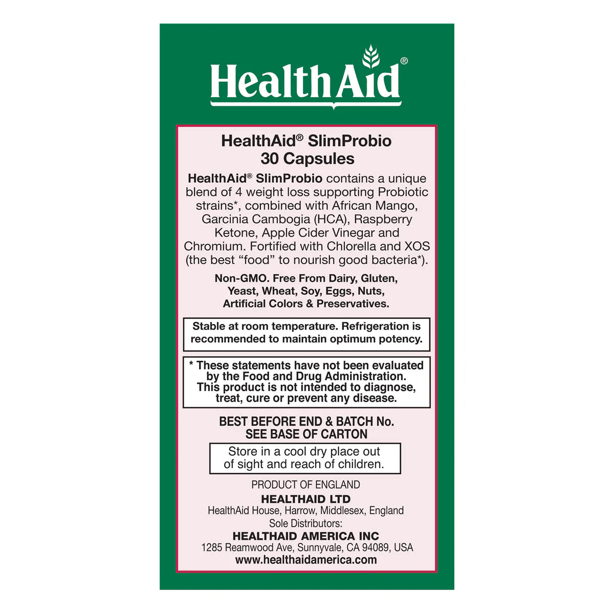 HealthAid SlimProbio 30 Caps