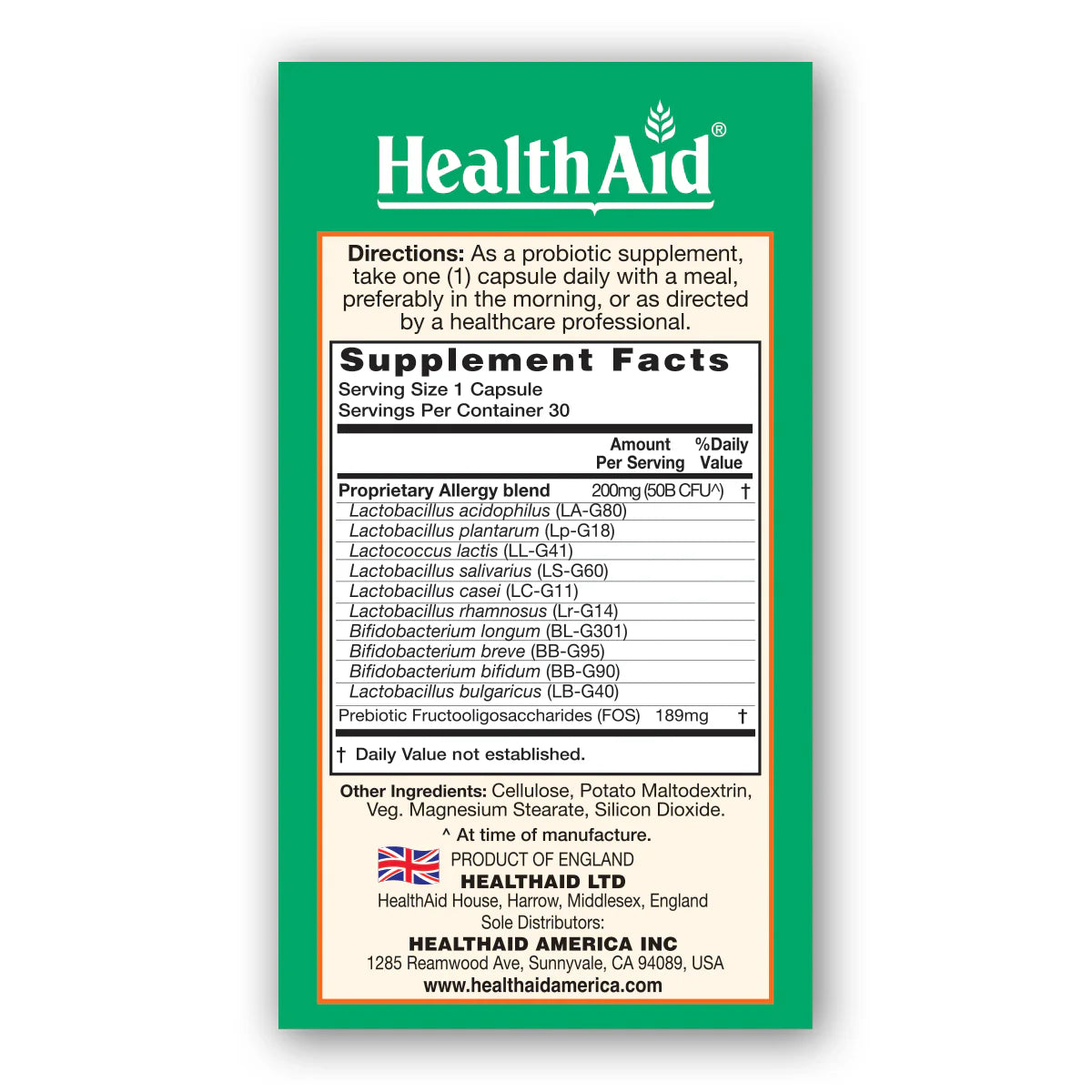 HealthAid AllergyProbio (50 Billion) 30 Caps