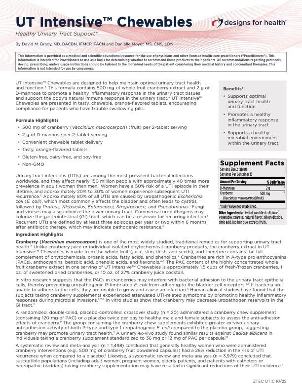 Designs for Health UT Intensive™ Chewables - 30ct