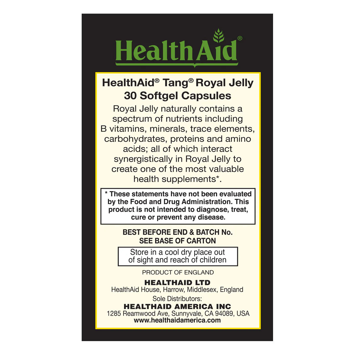 HealthAid Tang® Royal Jelly 1000mg 30 Caps