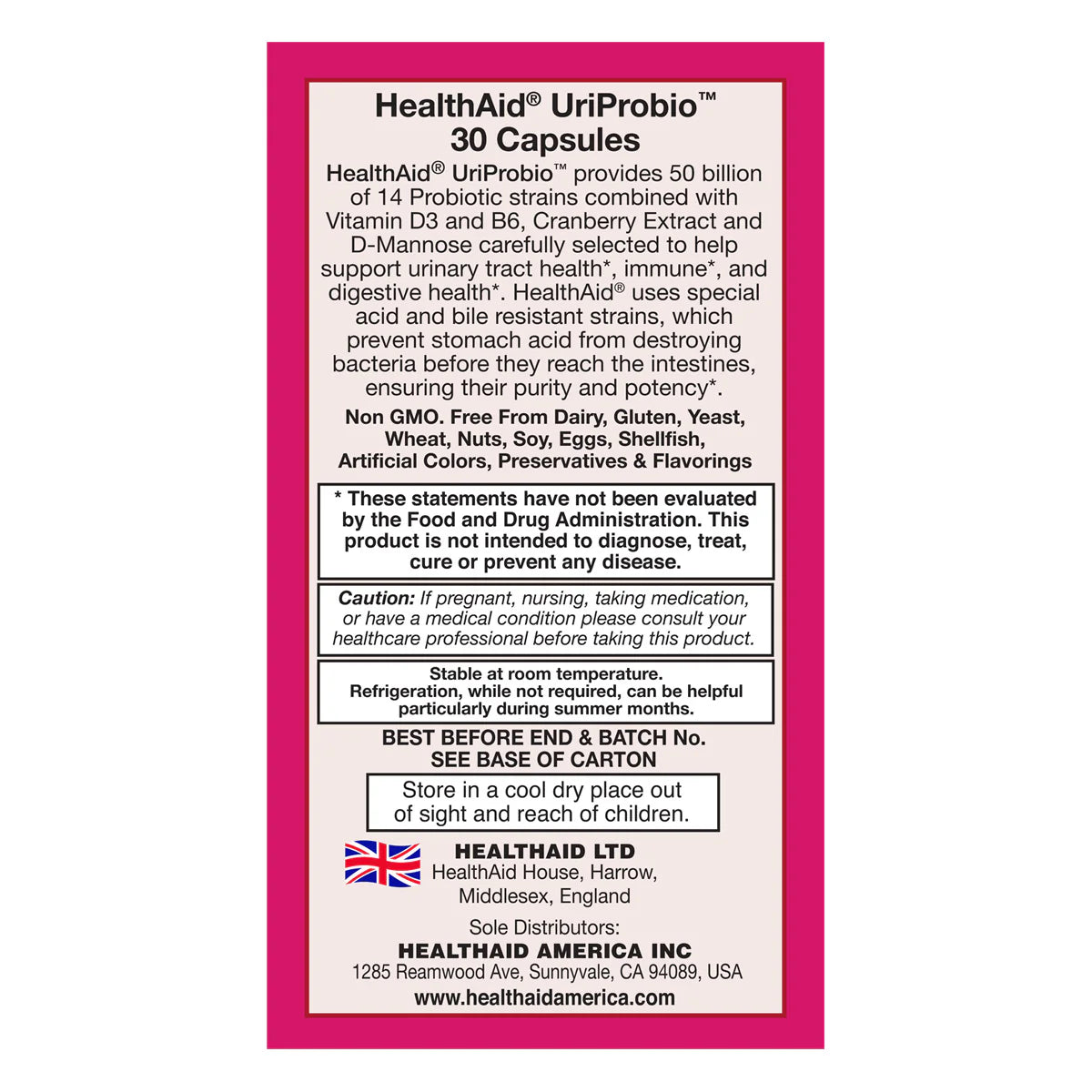 HealthAid UriProbio™ 30 Caps